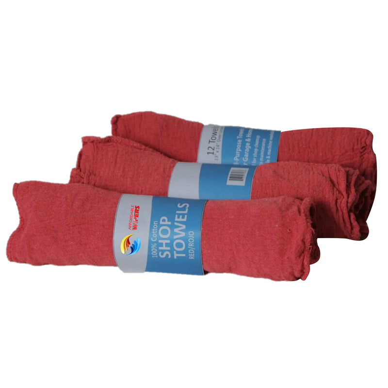 Red Shop Towels - 72 bundles (10 Rolls of 12 towels) Retail Packaging pallet