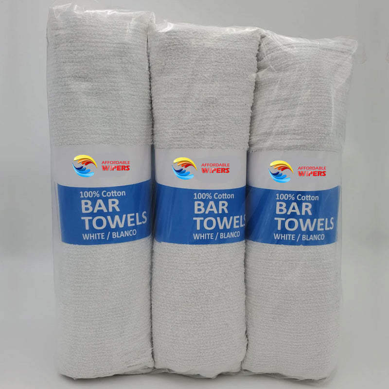 Terry Cotton Bar Towels - 6 Rolls of 12 Towels (dozen) Retail Packaging